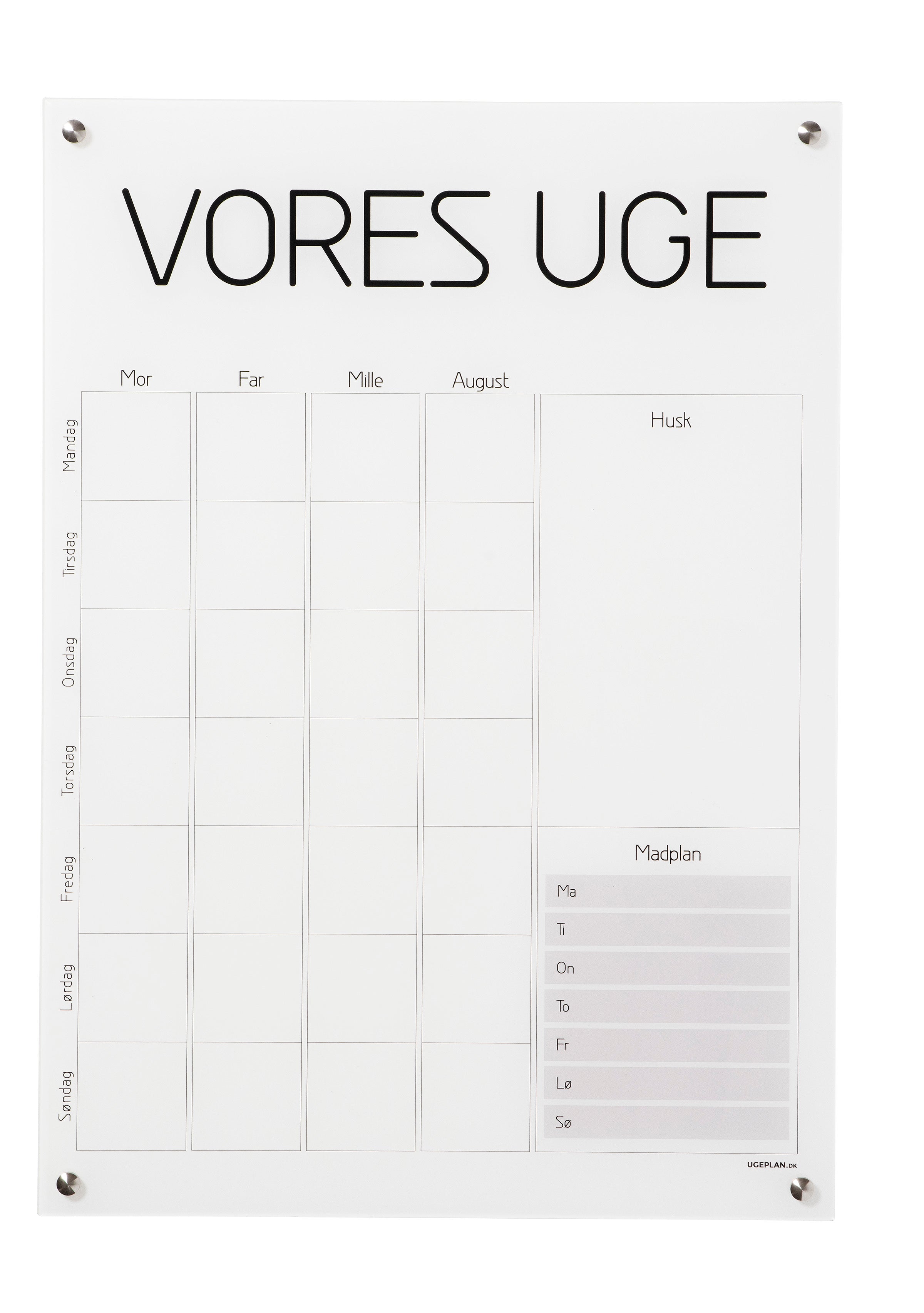 Ugeplan, Klassisk Liggende med Måned