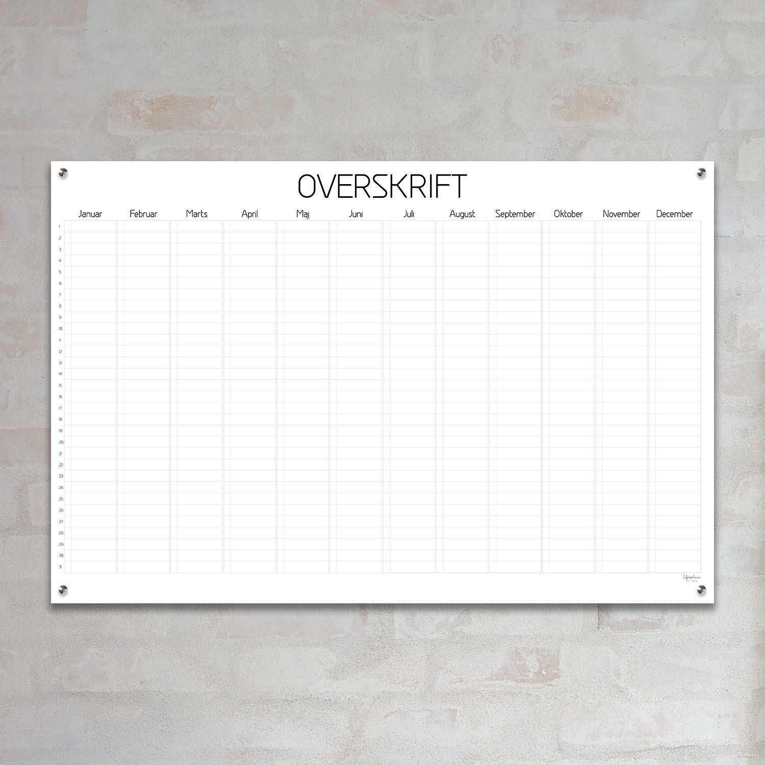 Årskalender, klassisk 2 liggende