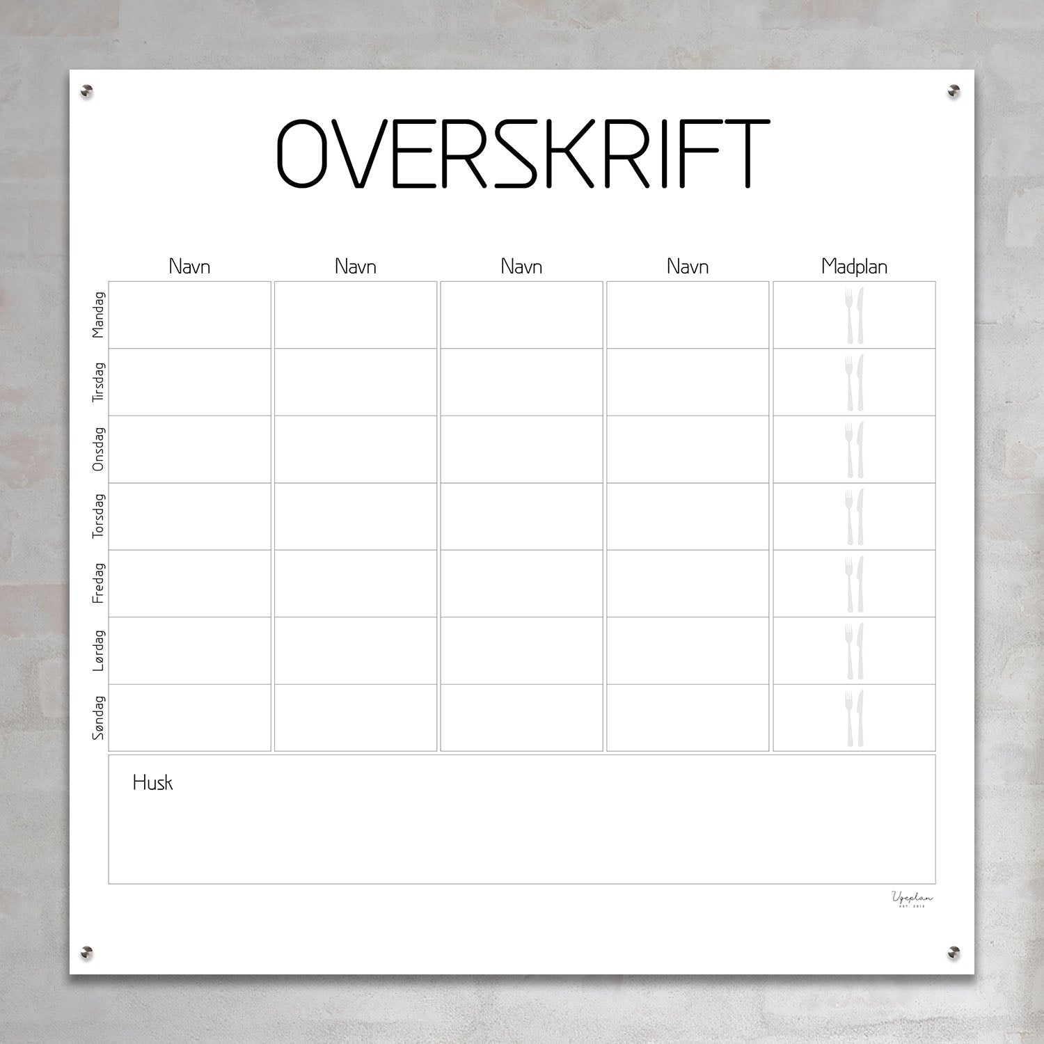 Ugeplan, Klassisk Kvadratisk