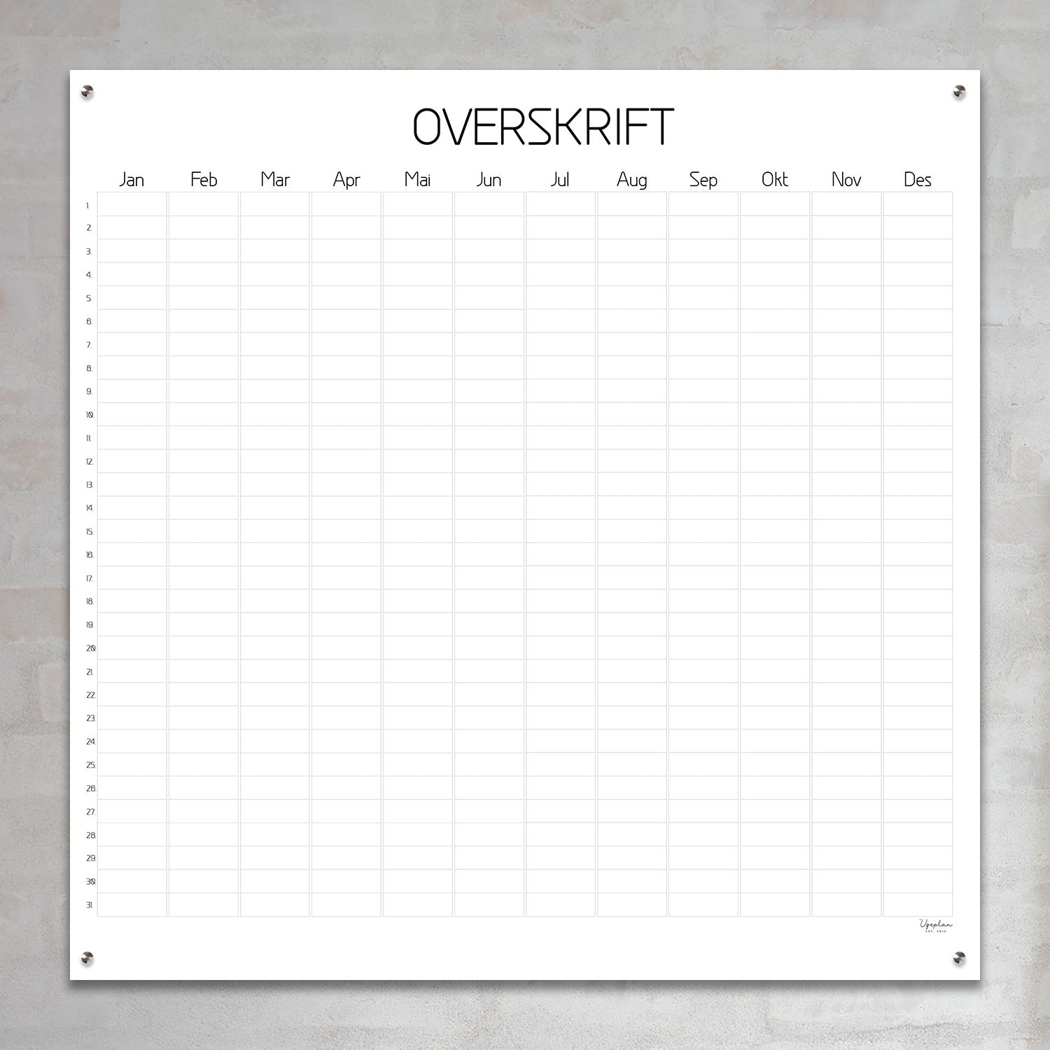 Årskalender, klassisk kvadratisk